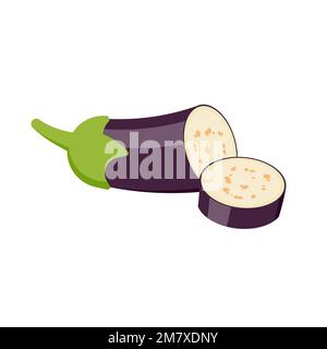 Fresh Eggplant vegetable isolated on white background. Vector illustration. Eps 10. Stock Vector