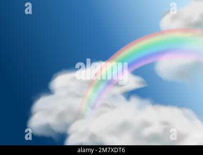 Cloudscape rainbow of natural sky with blue sky and white clouds. vector illustration. Eps 10. Stock Vector