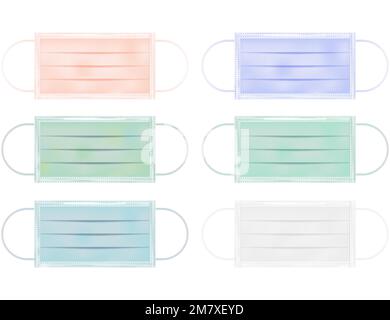 Set of medical mask isolated on white background. Vector illustration. Eps 10. Stock Vector