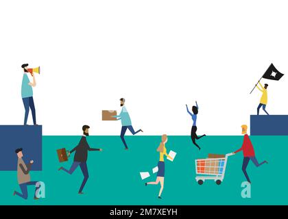 Panic attack, business crisis, anxiety and phobia concept. Vector illustration. Eps 10. Stock Vector