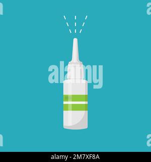 Nasal spray bottle mockup isolated on white background. Vector illustration. Eps 10. Stock Vector