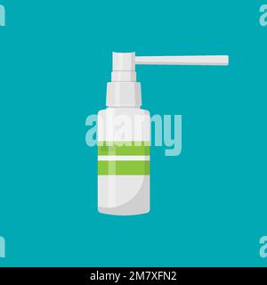 Medical nasal spray medicine dispenser for treatment of rhinitis and sore throat pharmaceuticals isolated on white background. Vector illustration. Ep Stock Vector