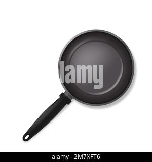 Top view of empty frying pan isolated on white background. Vector illustration. Eps 10. Stock Vector