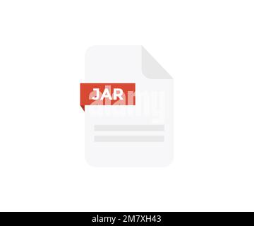 File format JAR logo design. Document file icon, internet, extension, sign, type, presentation, graphic, application. Element for applications. Stock Vector