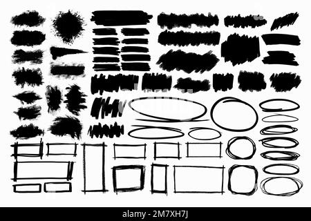 Brush element in black vector on white background collection Stock Vector