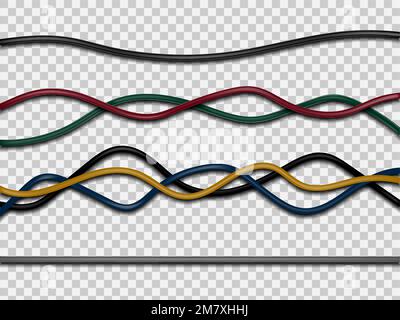 Realistic electrical wires isolated on white background. Vector illustration. Eps 10. Stock Vector