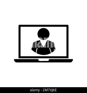 People with computer, person with laptop icon. Stock Vector