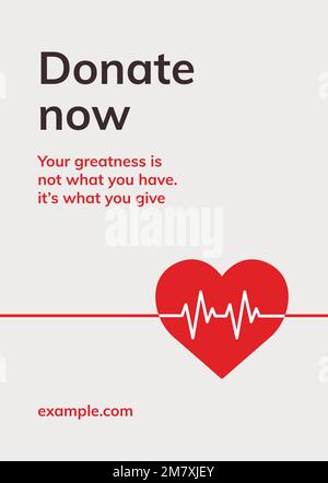 Donate now charity template vector blood donation campaign ad poster in minimal style Stock Vector