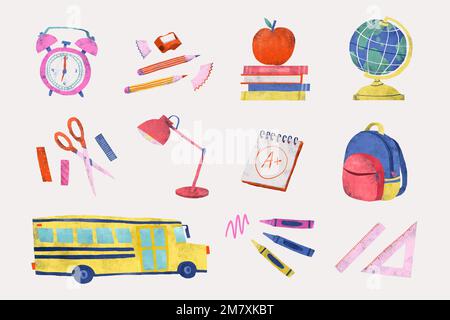 Back to school stationery vector set Stock Vector
