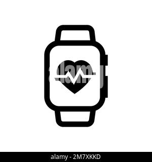 Smartwatch heart rate line icon vector design, editable stroke line icon Stock Vector
