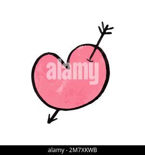 Pink and red heart watercolor shapes. Hand drawn vector illustration. Painted with watercolour paints and brushes symbol. Stock Vector