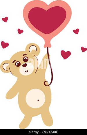 Flying heart balloon with teddy bear and ladybird background Stock ...