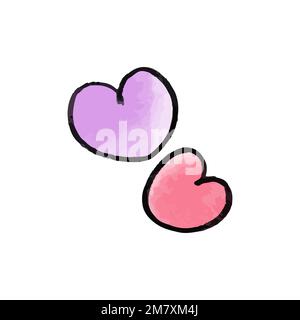 Pink and red heart watercolor shapes. Hand drawn vector illustration. Painted with watercolour paints and brushes symbol. Stock Vector