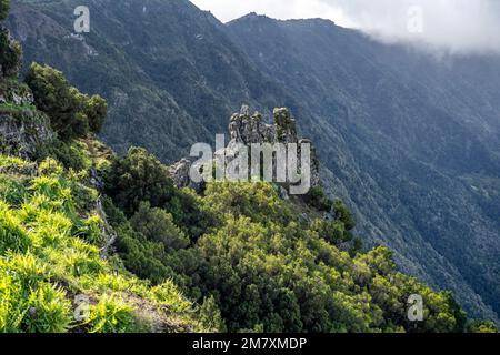 Blick vom Aussichtspunkt Mirador de Jinama, El Hierro, Kanarische Inseln, Spanien |  View from  Mirador de Jinama, El Hierro, Canary Islands, Spain Stock Photo