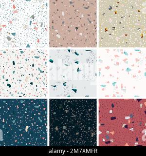Colorful terrazzo abstract background vector set Stock Vector