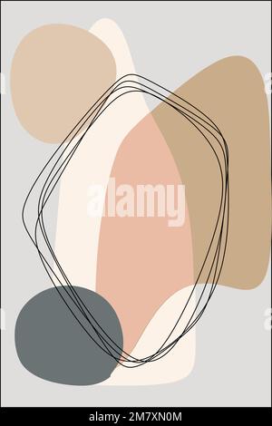 Abstract simple illustration of line and geometry in pastel colors. Stock Vector