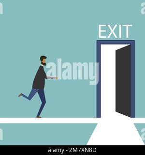 People running door isolated on background. Vector illustration. Eps 10. Stock Vector