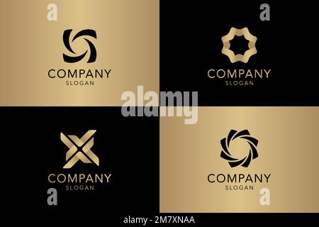 Golden company logo collection vector Stock Vector