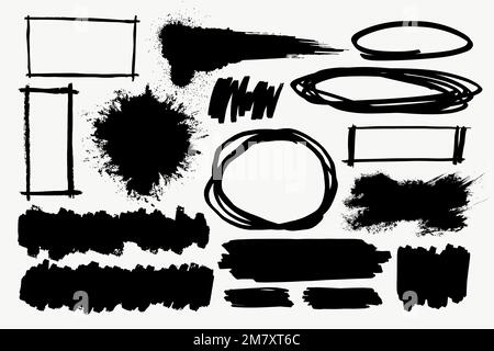 Brush element in black vector on white background set Stock Vector