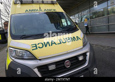 London, UK. 11th Jan, 2023. Ambulances at the The Royal London Hospital in Whitechapel east London Credit: MARTIN DALTON/Alamy Live News Stock Photo