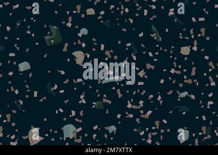 Dark terrazzo abstract background vector seamless pattern Stock Vector