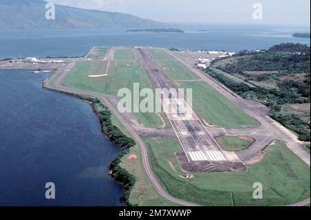 Aerial view of the runways and other base facilities. Base: Naval Air Station, Cubi Point State: Luzon Country: Philippines (PHL) Stock Photo