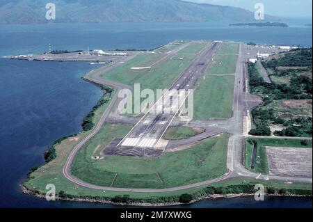 Aerial view of the runways and other base facilities. Base: Naval Air Station, Cubi Point State: Luzon Country: Philippines (PHL) Stock Photo