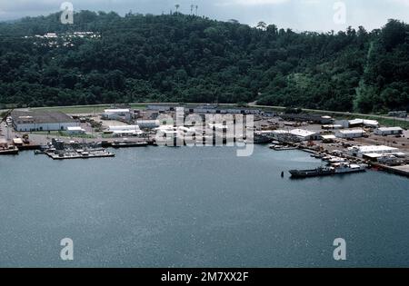 Aerial view of the harbor area. Base: Naval Air Station, Cubi Point ...