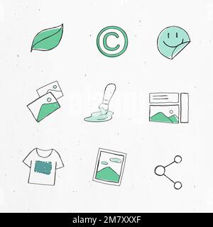 Green marketing icon sticker vector set Stock Vector