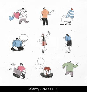 Cute colorful business vector cartoon icons set Stock Vector