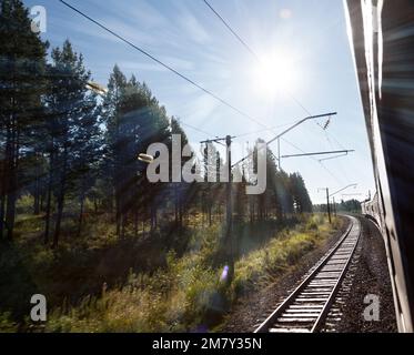 Sunset on Trans-Siberian Railway Stock Photo