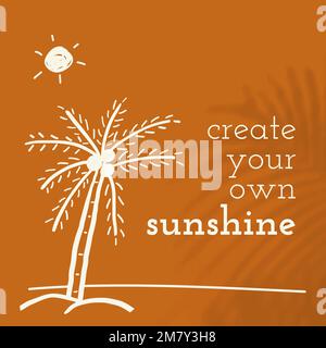 Editable summer doodle template vector with quote social media post Stock Vector