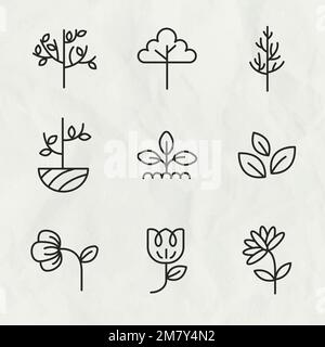 Black eco line icon vector set Stock Vector
