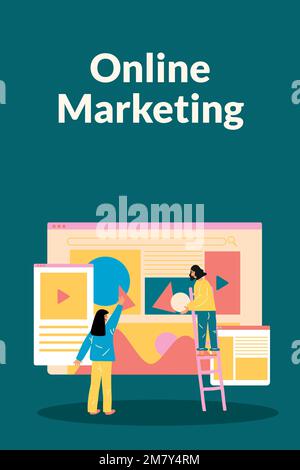 Editable online marketing template vector in flat design Stock Vector