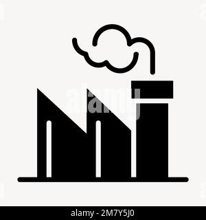 Coal plant emission icon vector air pollution campaign in flat graphic Stock Vector