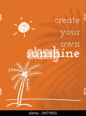 Editable summer doodle template vector with quote social media banner Stock Vector
