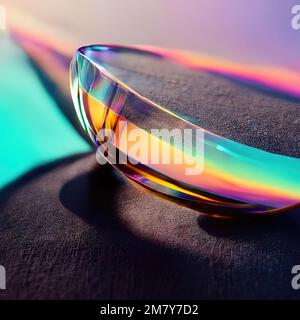 Oval shape like the lens of a pair of glasses, refraction and reflection of glass, background design produced by Ai, abstract, exquisite, elegant, ret Stock Photo