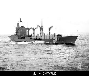 An aerial starboard bow view of the Cimarron class oiler PLATTE (AO-186) underway during sea trials. Country: Gulf Of Mexico Stock Photo