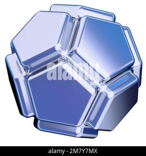 Blue metallic ico Sphere crushed and extruded geometry Abstract, dramatic, passionate, luxurious and exclusive isolated 3D rendering graphic design el Stock Photo