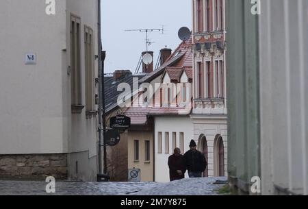 Zeitz, Germany. 11th Jan, 2023. View of the pedestrian zone. The industrial city is considered the heart of structural change in the Central German lignite mining region. Credit: Sebastian Willnow/dpa/Alamy Live News Stock Photo