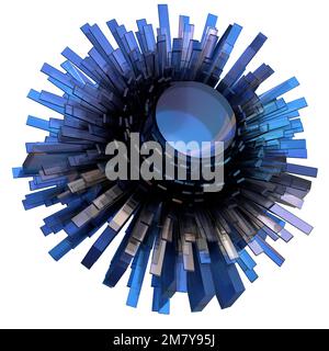 Blue transparent viral geometry with countless spikes Abstract, dramatic, passionate, luxurious and exclusive isolated 3D rendering graphic design Stock Photo