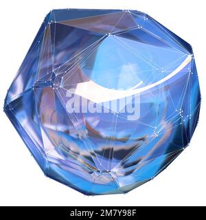 Blue network-forming Plexus-style rock geometry Abstract, dramatic, passionate, luxurious and exclusive isolated 3D rendering graphic design elemental Stock Photo