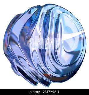 blue glassy transparent geometry abstract, dramatic, passionate, luxurious and exclusive isolated 3D rendering graphic design elemental background Stock Photo