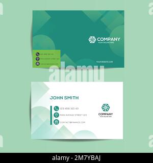 Business card design template. Double sided business card modern and clean style. Print ready vector illustration. Stock Vector