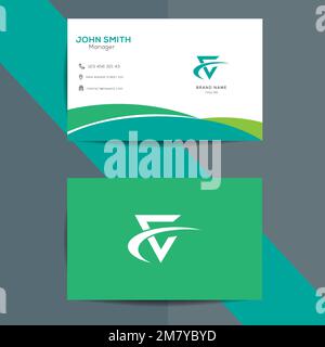 Business card design template. Double sided business card modern and clean style. Print ready vector illustration Stock Vector