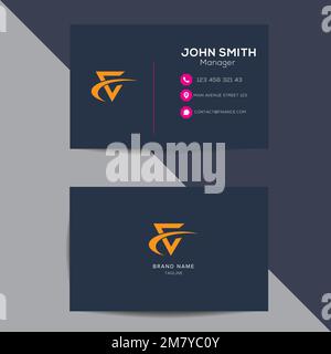 Business card design template. Double sided business card modern and clean style. Print ready vector illustration Stock Vector