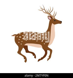 Vector hand drawn flat running deer silhouette isolated on white ...