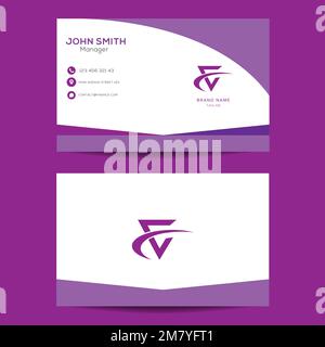 Business card design template. Double sided business card modern and clean style. Print ready vector illustration Stock Vector