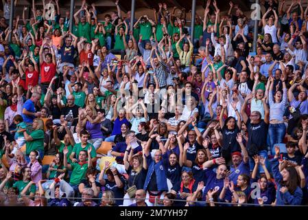 Concurs de Castells de Tarragona 2022 (Tarragona Castells contest). Sunday contest. Spectators in the stands (Tarragona, Catalonia, Spain) Stock Photo