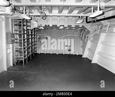 An interior view of the tactical towed array sonar/bathythermograph room on the guided missile frigate USS HALYBURTON (FFG 40) at 90 percent completion. Base: Seattle State: Washington (WA) Country: United States Of America (USA) Stock Photo